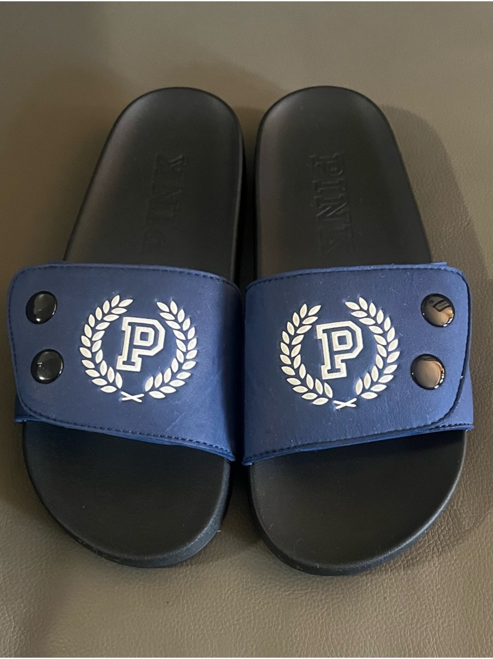PINK Navy Slide Sandals